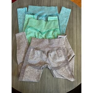 LAZULI Women’s Sm V-Seam Leggings - Bundle of 3 - Teal, Blue, Purple 24” length